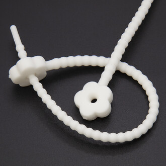 Стяжка силиконовая Цветок со стопом 20 см Белый