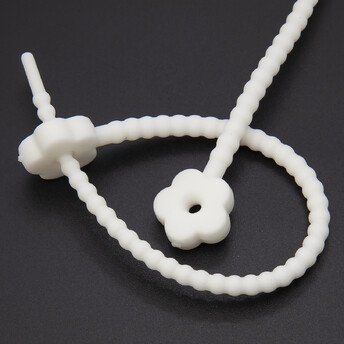 Стяжка силиконовая Цветок со стопом 20 см Белый