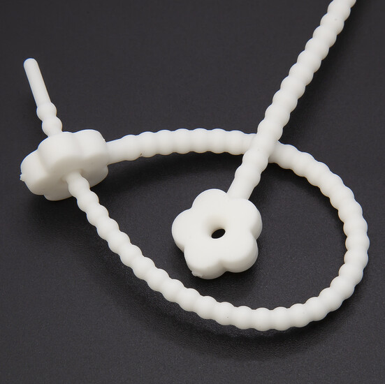 Стяжка силиконовая Цветок со стопом 20 см Белый