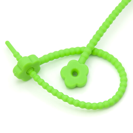 Стяжка силиконовая Цветок со стопом 20 см Салатовый