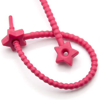 Стяжка силиконовая Звездочка со стопом 20 см Розовый