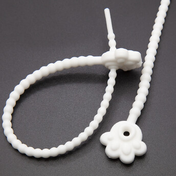 Стяжка силиконовая Лапка со стопом 20 см Белый