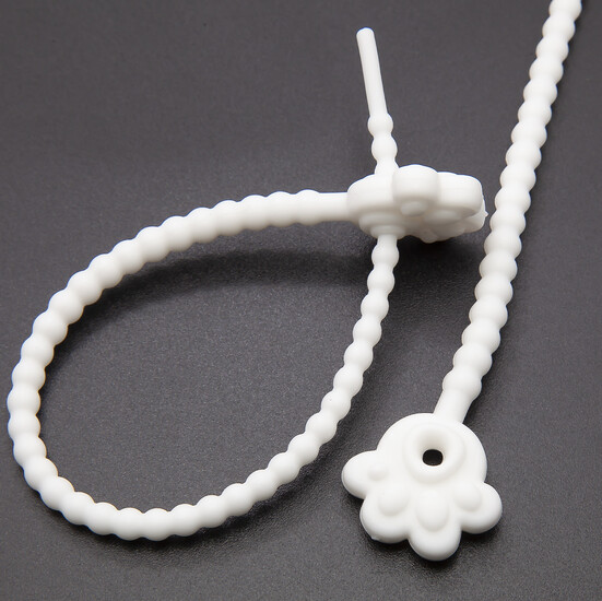 Стяжка силиконовая Лапка со стопом 20 см Белый