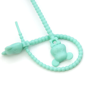 Стяжка силиконовая Мишка со стопом 20 см Бирюзовый