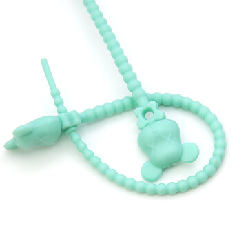 Стяжка силиконовая Мишка со стопом 20 см Бирюзовый