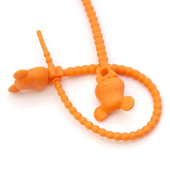 Стяжка силиконовая Мишка со стопом 20 см Оранжевый