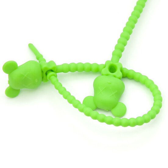 Стяжка силиконовая Мишка со стопом 20 см Салатовый