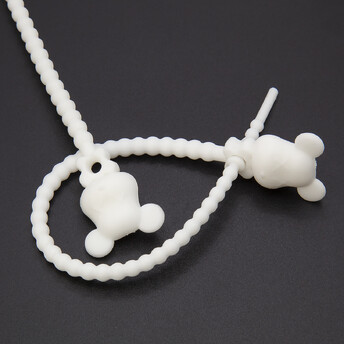 Стяжка силиконовая Мишка со стопом 20 см Белый