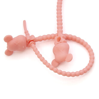 Стяжка силиконовая Мишка со стопом 20 см Розовый светлый