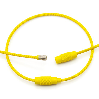 Основа для брелка металлический тросик с замком 150х1,5 мм Желтый