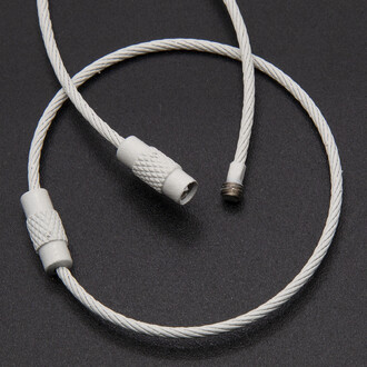 Основа для брелка металлический тросик с замком 150х1,5 мм Белый