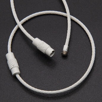 Основа для брелка металлический тросик с замком 150х1,5 мм Белый