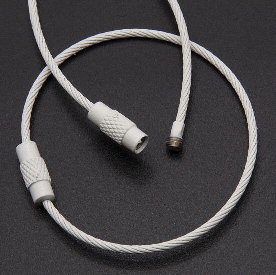 Основа для брелка металлический тросик с замком 150х1,5 мм Белый