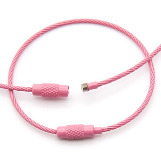 Основа для брелка металлический тросик с замком 150х1,5 мм Розовый светлый