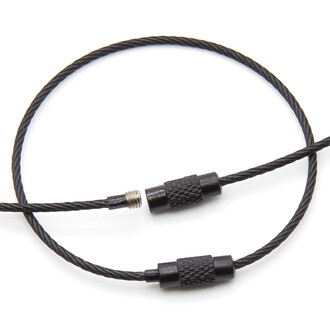 Основа для брелка металлический тросик с замком 150х1,5 мм Черный