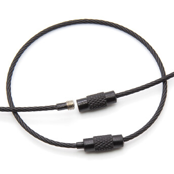 Основа для брелка металлический тросик с замком 150х1,5 мм Черный