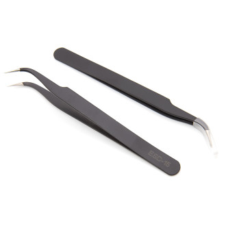 Пинцет изогнутый для рукоделия нержавеющая сталь 1 шт. 12,2 см Черный