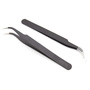 Пинцет изогнутый для рукоделия нержавеющая сталь 1 шт. 12,2 см Черный