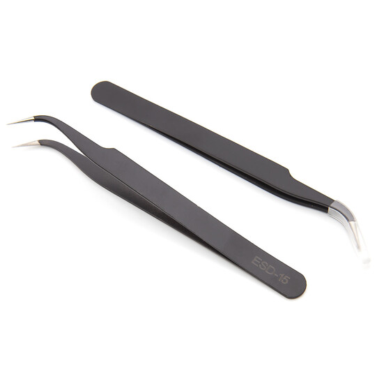 Пинцет изогнутый для рукоделия нержавеющая сталь 1 шт. 12,2 см Черный
