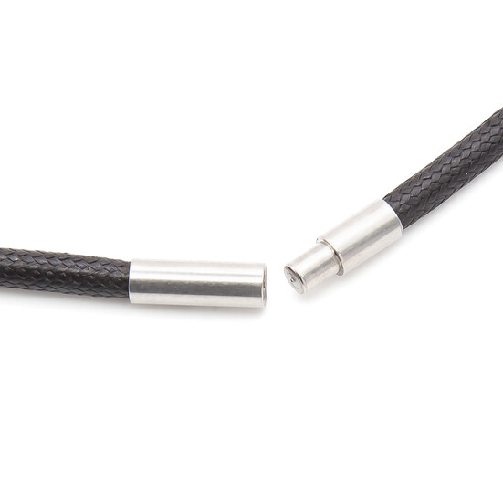 Шнурок на шею Плетеный поворотный замок нерж.сталь 50х0,12 см 1 шт. Черный