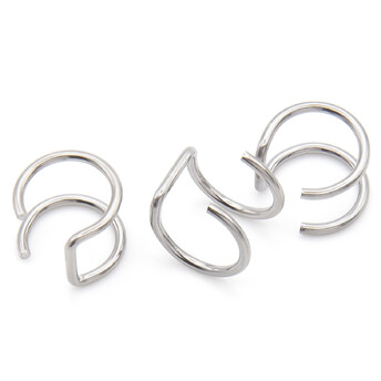 Кафф, серьги U-подобная, из нержавеющей стали, размер 8х8х1,2мм, цвет Платина, 1шт.