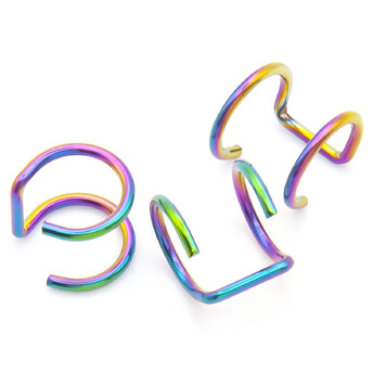 Кафф, серьга U-подобная, из нержавеющей стали, размер 8х9х1,2мм, цвет Радужный, 1 шт.