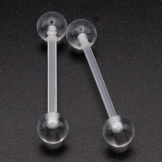 Штанга акриловая, серьга для пирсинга, размер 18х6х1,6мм, цвет Прозрачный, 1 шт.