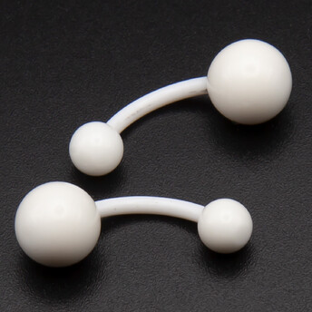 Серьга для пирсинга Банан, акриловая, размер 10х8/5х1,6мм, цвет Белый, 1 шт.