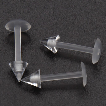 Лабрет акриловый, шип, серьга для пирсинга, размер 8х3х1,2мм, цвет Прозрачный, 1 шт.