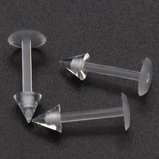 Лабрет акриловый, шип, серьга для пирсинга, размер 8х3х1,2мм, цвет Прозрачный, 1 шт.