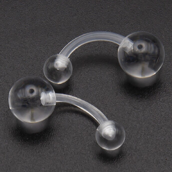 Серьга для пирсинга Банан, шарик, акриловая, размер 10х8/5х1,6мм, цвет Прозрачный, 1 шт.