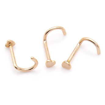 Серьга для пирсинга Нострил сердце, из нержавеющей стали, размер 2,5х7х0,8мм, цвет Розовое золото, 1 шт.