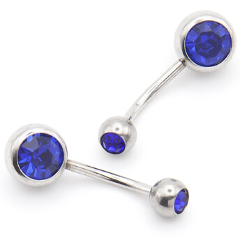 Серьга для пирсинга Банан, стразы, из нержавеющей стали, размер 12х5/8х1,5мм, цвет Электрик, 1 шт.