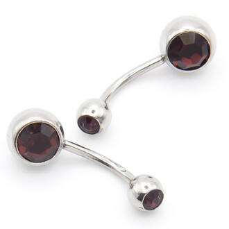 Серьга для пирсинга Банан, стразы, из нержавеющей стали, размер 12х5/8х1,5мм, цвет Коричневый, 1 шт.