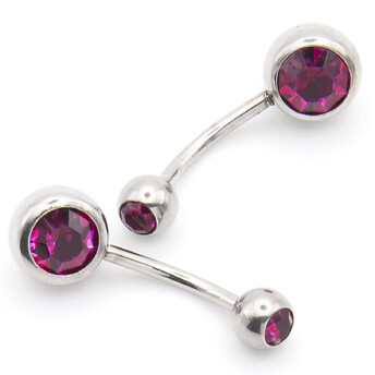 Серьга для пирсинга Банан, стразы, из нержавеющей стали, размер 12х5/8х1,5мм, цвет Розовый, 1 шт.