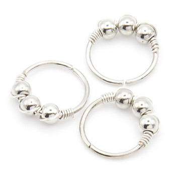 Серьга для пирсинга Кольцо с декором, размер 8х0,31мм, цвет Серебристый, 1 шт.