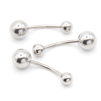 Серьга для пирсинга Банан шарик, размер 12х4/6х1мм, цвет Платина, 1 шт.