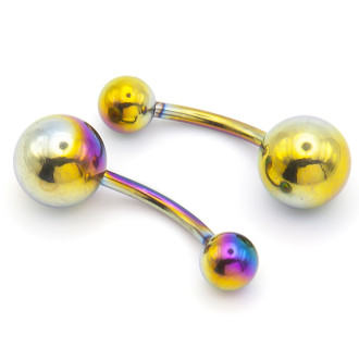 Серьга для пирсинга Банан шарик, размер 12х5/8х1,4мм, цвет Радужный, 1 шт.