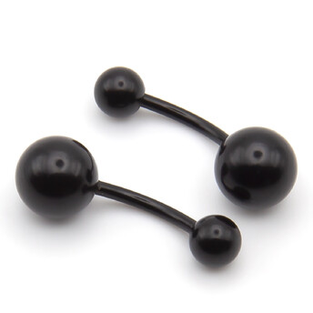 Серьга для пирсинга Банан шарик, размер 12х5/8х1,4мм, цвет Черный, 1 шт.