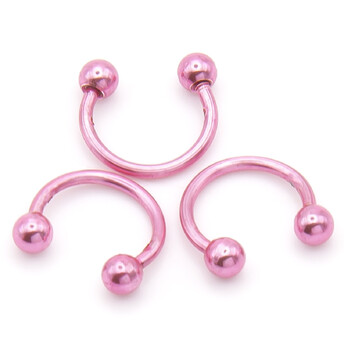 Серьга для пирсинга Циркуляр шарик, размер 8х3х1мм, цвет Розовый, 1 шт.