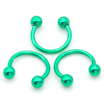 Серьга для пирсинга Циркуляр шарик, размер 8х3х1мм, цвет Зеленый, 1 шт.