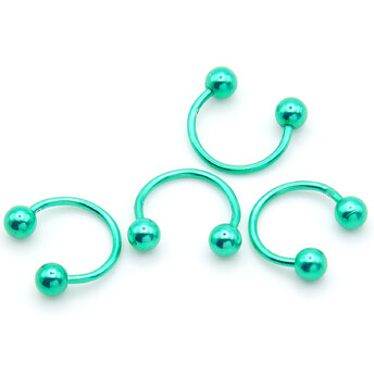 Серьга для пирсинга Циркуляр шарик, размер 10х4х1мм, цвет Зеленый, 1 шт.