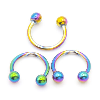 Серьга для пирсинга Циркуляр шарик, размер 10х4х1мм, цвет Радужный, 1 шт.