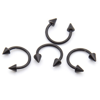 Серьга для пирсинга Циркуляр шип, размер 8х3мм, цвет Черный, 1 шт.