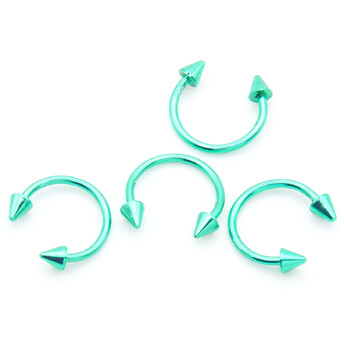 Серьга для пирсинга Циркуляр шип, размер 10х3мм, цвет Зеленый, 1 шт.