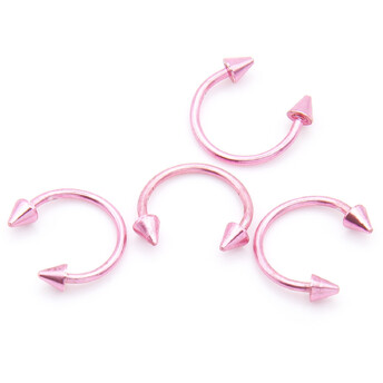 Серьга для пирсинга Циркуляр шип, размер 10х3мм, цвет Розовый светлый, 1 шт.
