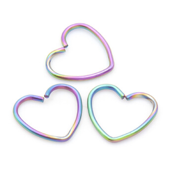 Серьга для пирсинга Сердце, из нержавеющей стали, размер 11х9мм, цвет Радужный, 1 шт.