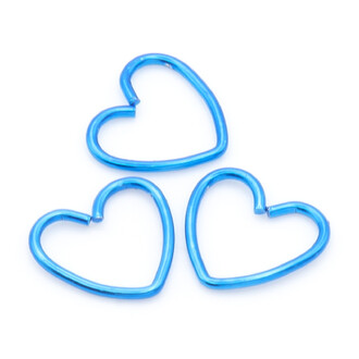 Серьга для пирсинга Сердце, из нержавеющей стали, размер 11х9мм, цвет Голубой, 1 шт.