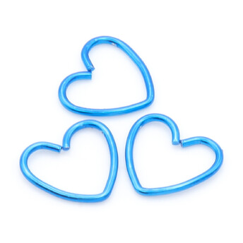 Серьга для пирсинга Сердце, из нержавеющей стали, размер 11х9мм, цвет Голубой, 1 шт.