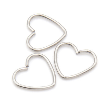 Серьга для пирсинга Сердце, из нержавеющей стали, размер 11х9мм, цвет Платина, 1 шт.